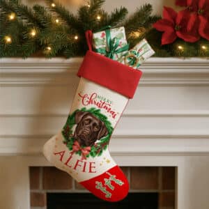 Personalised Brown Labrador Dog Christmas Stocking DWST14
