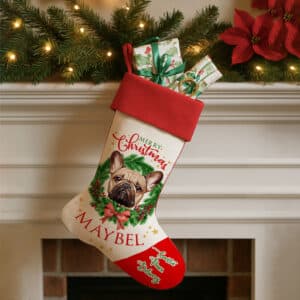 Personalised Tan Frenchie Dog Christmas Stocking DWST29