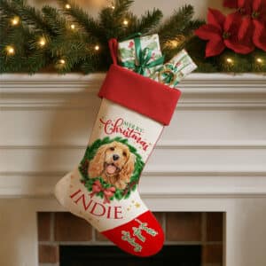 Personalised Golden Cocker Spaniel Dog Christmas Stocking DWST31