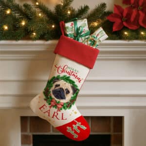 Personalised Pug Dog Christmas Stocking DWST43