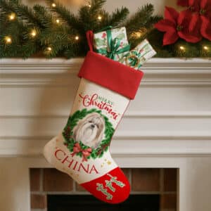 Personalised Shih Tzu Dog Christmas Stocking DWST45
