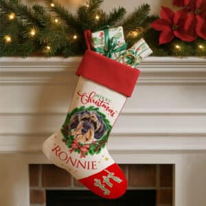 Personalised Wired Hair Dachshund Dog Christmas Stocking DWST51