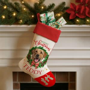 Personalised Yellow Labrador Dog Christmas Stocking DWST52