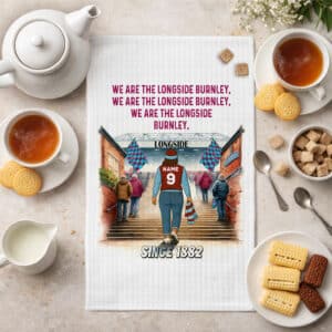 Women's Football Burnley Personalised Kitchen Tea Towel SFC96