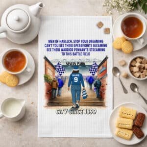 Women's Football Cardiff Personalised Kitchen Tea Towel SFC98