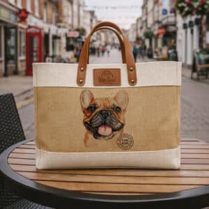 Tan Frenchie Tote Bag Personalised Dog Shopper Handbag KDC19
