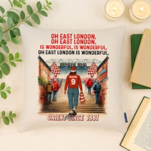Women's Football Orient Personalised Watercolour Stadium Cushion Cover SFC126