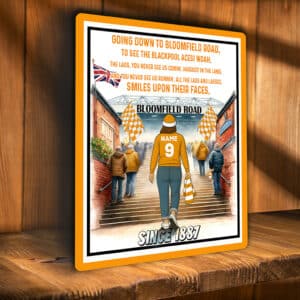 Women's Football Blackpool Personalised Stadium Metal Sign SFS91