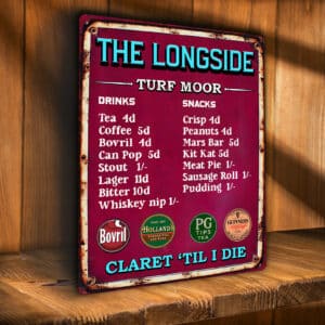 Burnley Football Snack Bar Metal Wall Sign RBS11