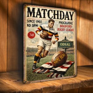 Personalised Bradford Rugby League Metal Wall Sign RLS03