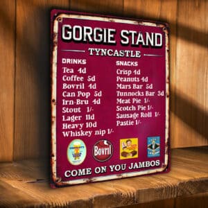 Hearts Football Snack Bar Metal Wall Sign RBS25