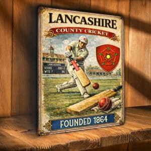 Personalised Lancashire County Cricket Metal Wall Sign ECC08