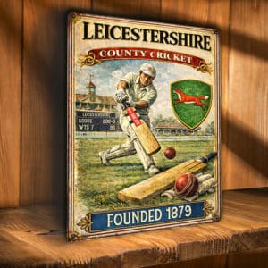 Personalised Leicestershire County Cricket Metal Wall Sign ECC09