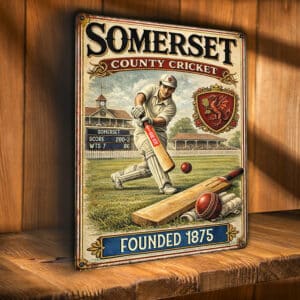 Personalised Somerset County Cricket Metal Wall Sign ECC13
