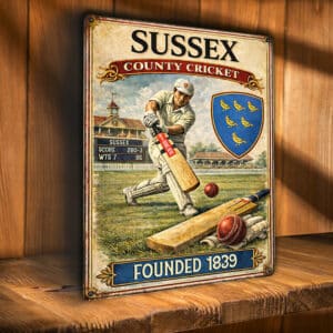 Personalised Sussex County Cricket Metal Wall Sign ECC15