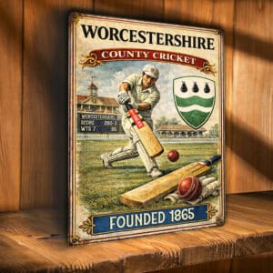 Personalised Worcestershire County Cricket Metal Wall Sign ECC17