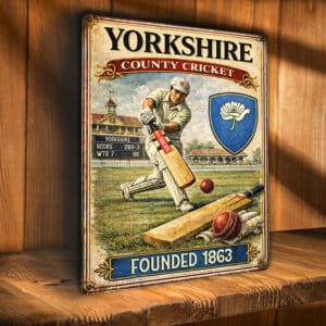 Personalised Yorkshire County Cricket Metal Wall Sign ECC18