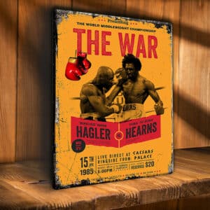 Hagler v Hearns Boxing Match Metal Wall Sign RS404