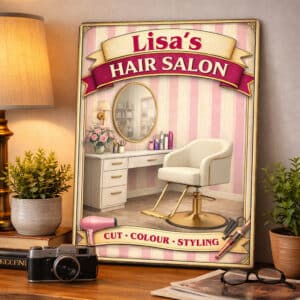 Personalised Hair Salon Metal Wall Sign HBS38