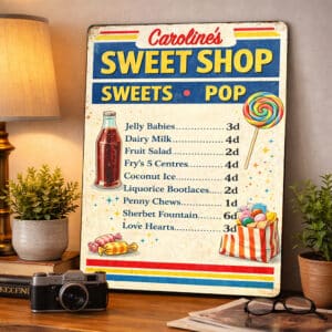 Personalised Sweet Shop Metal Wall Sign HBS75
