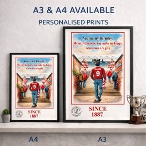 Personalised Barnsley Football Stadium Print A3 A4 Framed Unframed SFP05