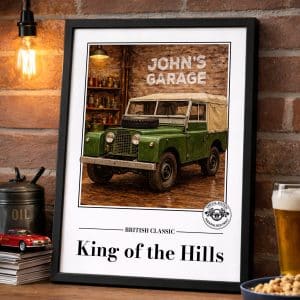 Personalised Land Rover Defender MK1 Classic Car Print A3 A4 Framed Unframed Wall Art Gift