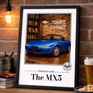 Personalised Mazda MX5 Classic Car Print A3 A4 Framed Unframed Wall Art Gift