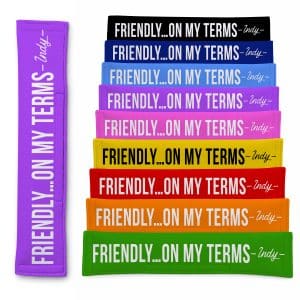 Personalised Dog Lead Sleeve 'Friendly On My Terms' Leash Cover