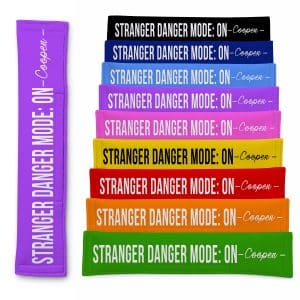 Personalised Dog Lead Sleeve 'Stranger Danger Mode: On' Leash Cover