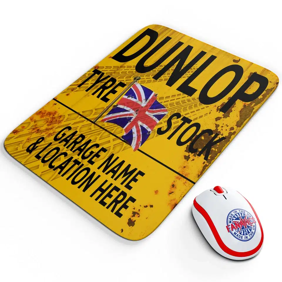 Personalised Dunlop Mouse Mat Garage Work Gift OC09