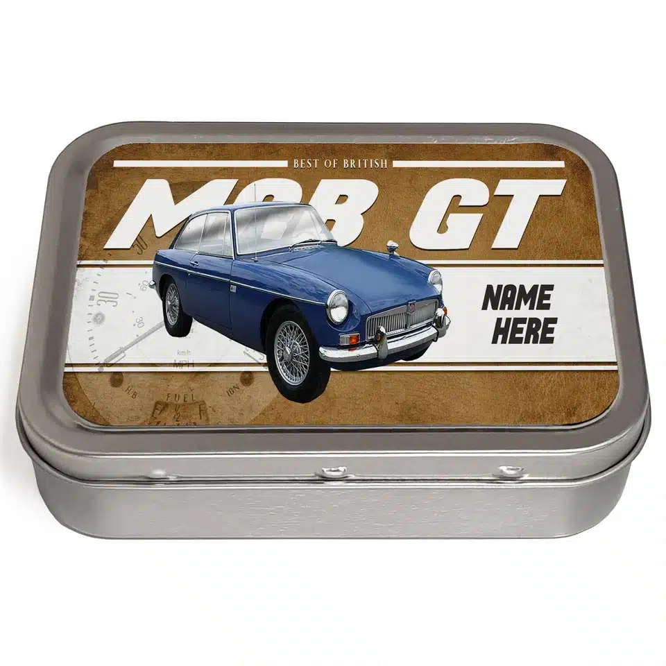 Personalised MGB GT Tobacco Tin Classic Car CLP30 - Image 4
