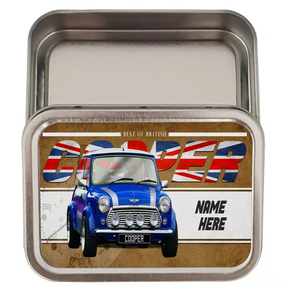 Personalised Mini Cooper Tobacco Tin Classic Car CLP34 - Image 3