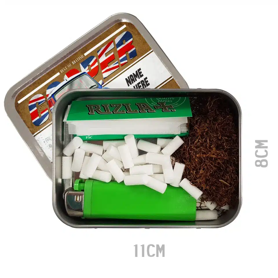 Personalised Mini Cooper Tobacco Tin Classic Car CLP34 - Image 2