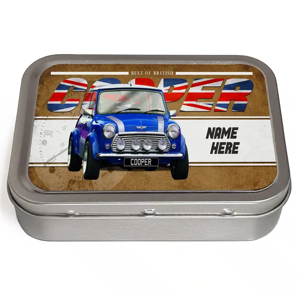 Personalised Mini Cooper Tobacco Tin Classic Car CLP34