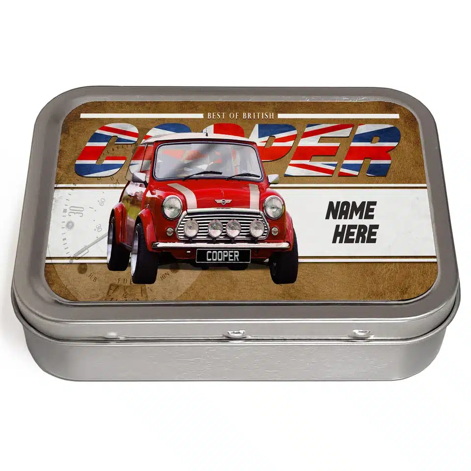 Personalised Mini Cooper Tobacco Tin Classic Car CLP35