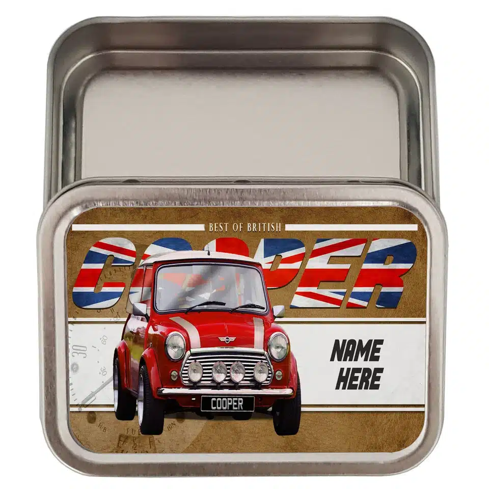 Personalised Mini Cooper Tobacco Tin Classic Car CLP35 - Image 4